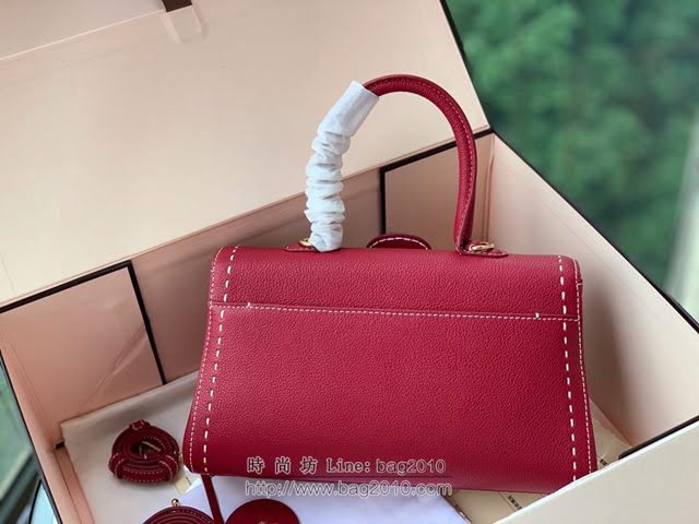 DELVAUX女包 德爾沃比利時單肩包 純手工蜜蠟縫線 德爾沃女手提包 女手拎包 Ds0028手縫酒紅 Delvaux斜挎包  fcs1387